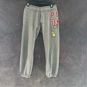 PINK Victoria's Secret Gray Sweatpants with Red and Yellow Details